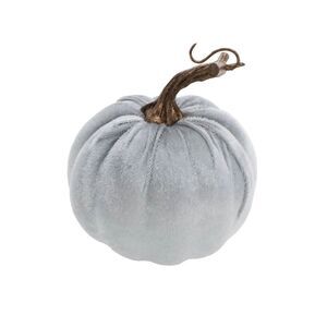 Metallic Silver Gray Rustic Velvet Pumpkin 4 Piece Set Fall Home Decor